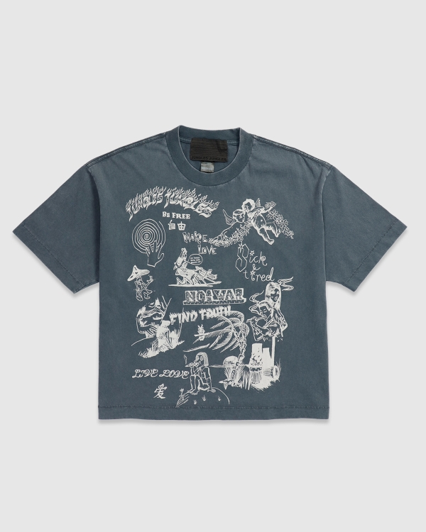 Jungles Scribbles T-Shirt Washed Blue