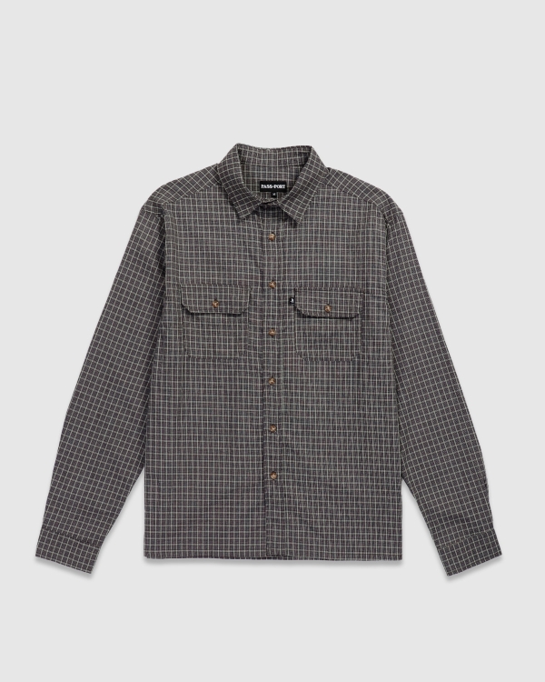 Passport Workers Check LS Shirt Grey