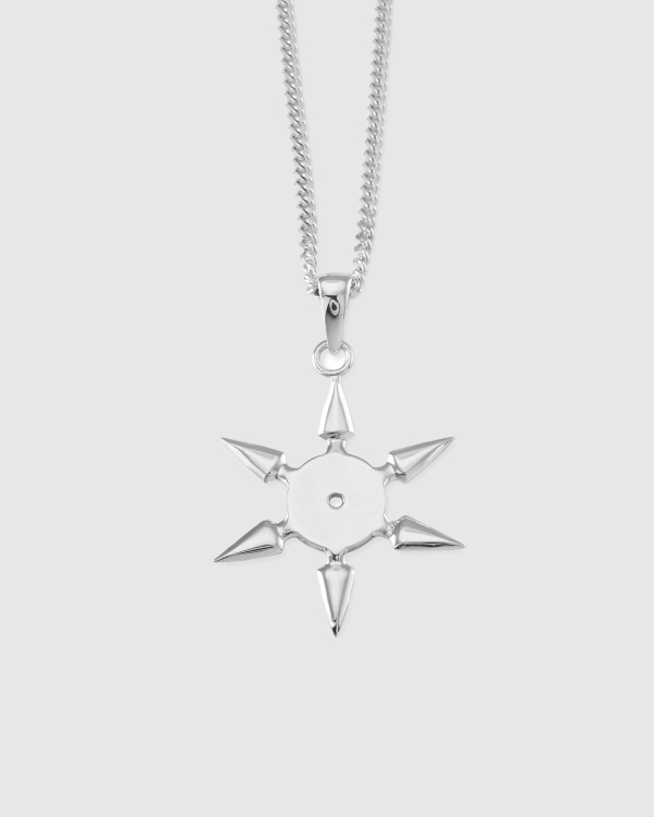 Shamone Shuriken Curb Chain Pendant Sterling Silver