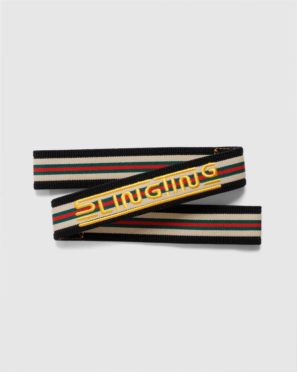 Slingting Embroidered Skateboard Sling Black Striped/Yellow