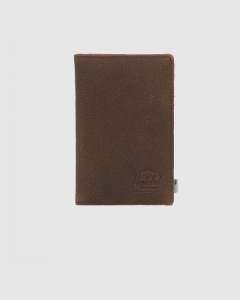 Herschel Search Leather RFID Passport Holder Nubuck Brown