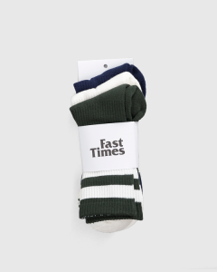 Fast Times Action Stripe Socks 3 Pack Forest/Natural/Navy