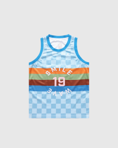 Smile and Wave Throwback Basketball Singlet Sky Blue