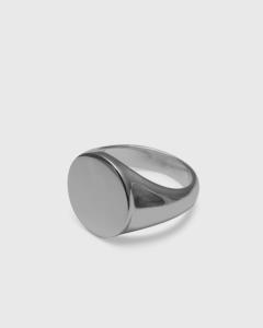 Shamone Louie Solid Round Signet Ring 13x13mm Sterling Silver