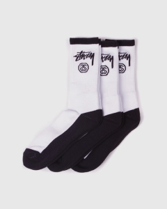 Stussy Stock Crew Socks 3pk Black/White