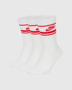 Nike NSW Essential Stripe Crew Socks White/University Red