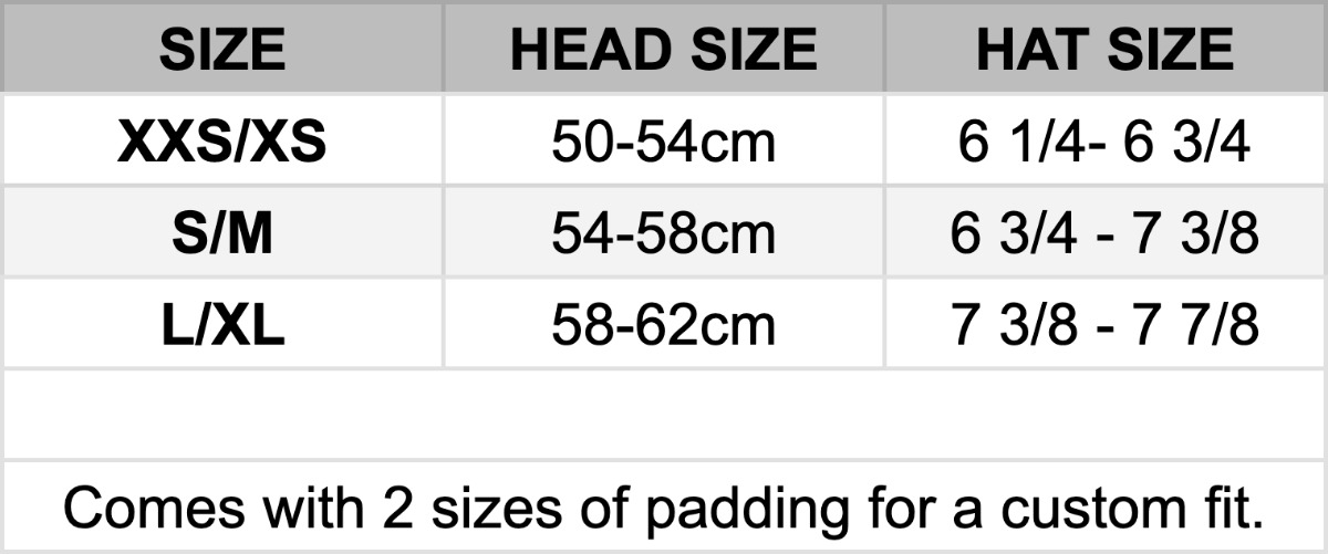 Yepa Helmets Size Guide