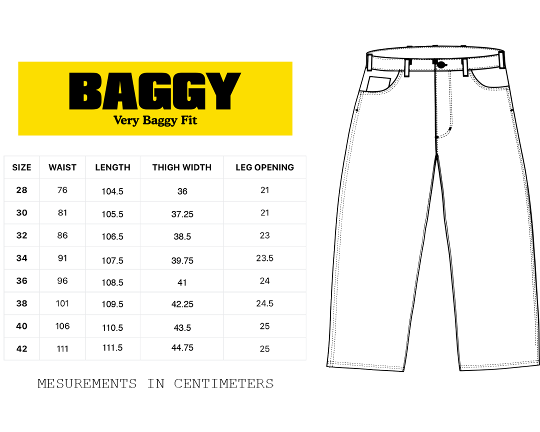 Butter Baggy Pant Size Guide