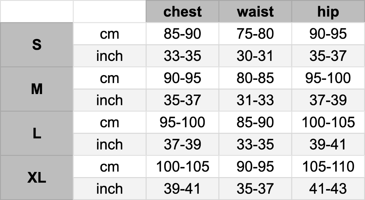 Polar Crews Size Guide